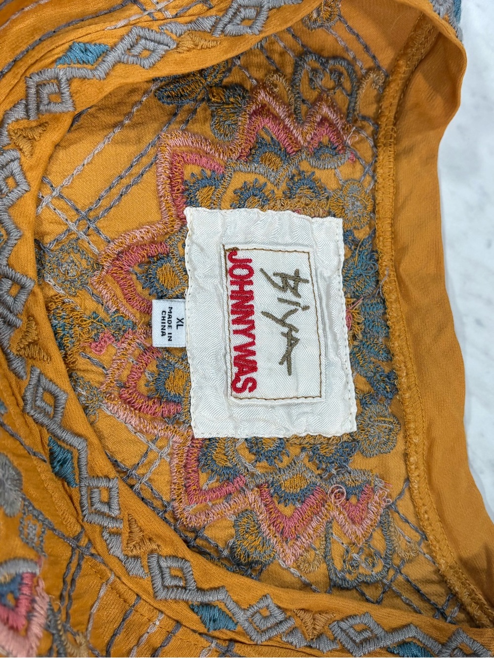 Johnny Was Mustard Embroidered Boho Tunic - Picture 6 of 7